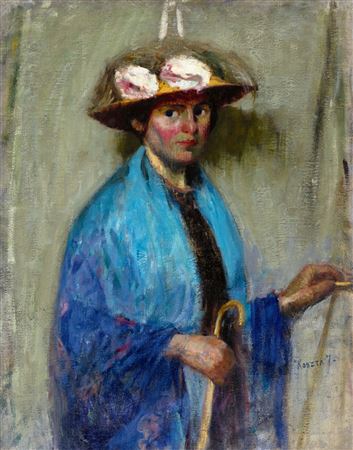 Jozsef Koszta : Girl with Blue Kerchief, 1918