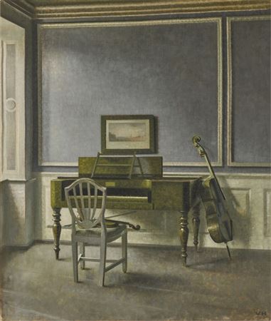 Vilhelm Hammershoi : Interior. The Music Room, Strandgade 30