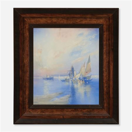 Edward Diers : Venetian Scene (Fine and Monumental marine scenic Vellum plaque)