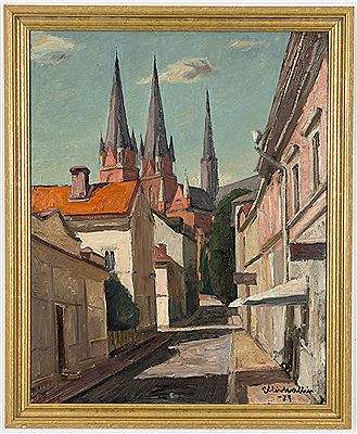 Ellis Wallin : View of Uppsala Cathedral from Trädgårdsgatan