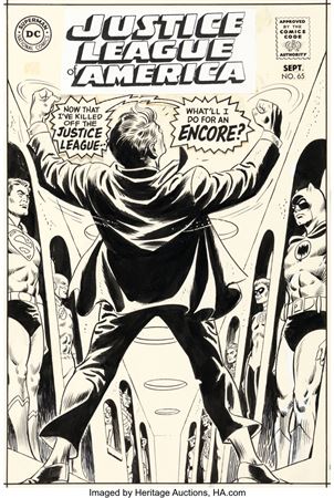 Dick Dillin : Justice League of America #65 Cover Original Art (DC, 1968)