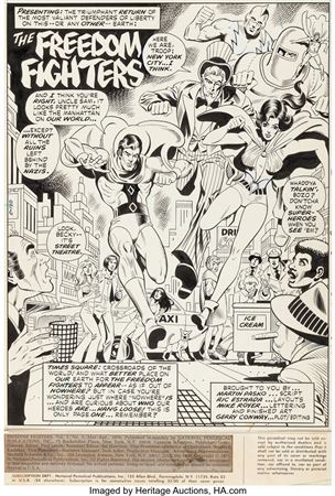 Ric Estrada : Freedom Fighters #1 Splash Page 1 Original Art (Marvel, 1976)