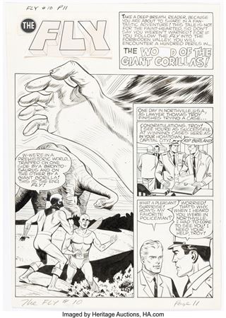 John Giunta : John Giunta Adventures of the Fly #10 Complete 12-Page Story Original Art (Archie, 1961)