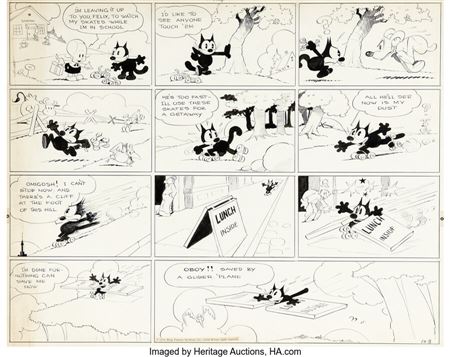 Otto Messmer : Otto Messmer Felix the Cat Sunday Comic Strip Original Art dated 10-8-33 (King Feature Syndicate, 1933)