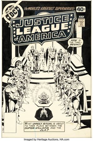 Dick Dillin : Dick Dillin and Dick Giordano Justice League of America #168 Cover Original Art (DC, 1979)