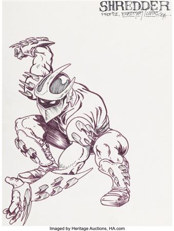 Kevin Brooks Eastman : Kevin Eastman - Shredder Original Concept Illustration and Preliminaries Original Art (1984)