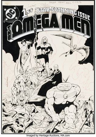 Keith Giffen : Keith Giffen and Mike DeCarlo Omega Men #1 Cover Original Art (DC, 1983)