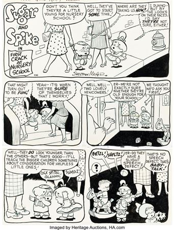 Sheldon Mayer : Sheldon Mayer Sugar and Spike #18 Complete Issue Story Pages Original Art Group of 27 (DC, 1958)