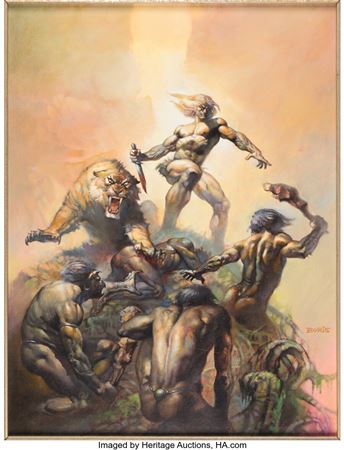 Boris Vallejo : Boris Vallejo Savage Tales #10 Ka-Zar Cover Painting Original Art (Marvel, 1975)