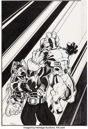 Ed McGuinness : Ed McGuinness and Nathan Massengill Deadpool #7 Cover Original Art (Marvel, 1997)