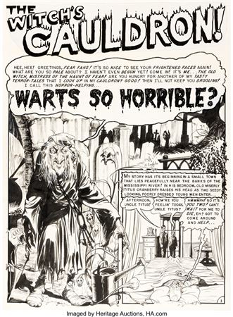 Graham Ingels : Graham Ingels Haunt of Fear #9 Complete 8-Page Story 'Warts So Horrible?' Original Art (EC, 1951)