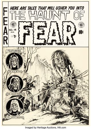 Graham Ingels : Graham Ingels (as 'Ghastly') Haunt of Fear #14 Cover Original Art (EC, 1952).