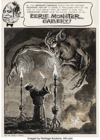 Angelo Torres : Angelo Torres Eerie #8 'Eerie's Monster Gallery: The Demon' Pin-Up Original Art (Warren, 1967)