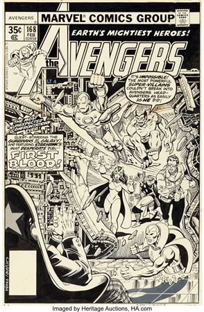 George Perez : George Pérez and Terry Austin Avengers #168 Cover Original Art (Marvel, 1978)