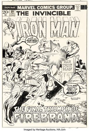 Rich Buckler : Rich Buckler and Joe Sinnott Iron Man #59 Cover Original Art (Marvel, 1973)