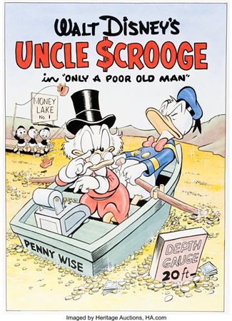 Patrick Block : Patrick Block Four Color #386 Uncle Scrooge Cover Re-Creation Original Art (undated)