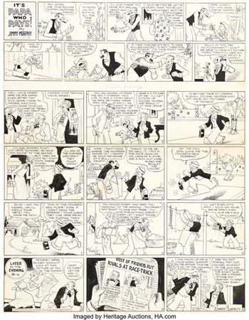 Jimmy Murphy : Toots and Casper and It's Papa Who Pays! Sunday Comic Strip Original Art dated 6-22-30 (King Features Syndicate, 1930)