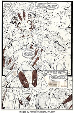 Rob Liefeld : Rob Liefeld The New Mutants #98 First Deadpool Story Page 14 Original Art (Marvel, 1991)