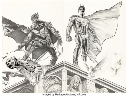 Lee Bermejo : Lee Bermejo Batman: Gotham Knights #50 Cover and Unused Superman Illustration Original Art (DC, 2004)