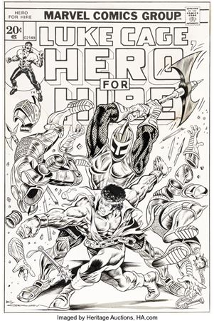 Billy Graham : Billy Graham Hero for Hire #6 Cover Original Art (Marvel, 1973)