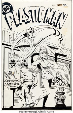 Ramona Dom Fradon : Ramona Fradon and Bob Smith Plastic Man #20 Cover Original Art (DC, 1977)