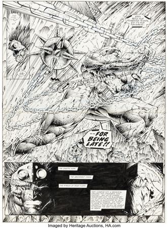 Stephen Platt : Stephen Platt and Marlo Alquiza Prophet #10 Double Page Spread 6-7 Original Art (Image, 1995)