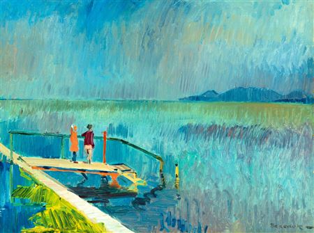 Jeno Benedek : Summer at the Shore of Lake Balaton