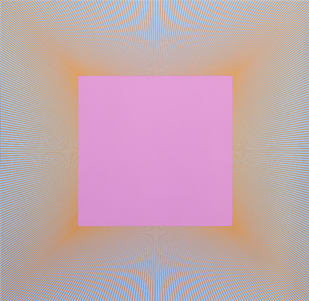 Richard Anuszkiewicz, American (1930 - )
Title:	Light Magenta Square
Year: 1978
Medium: Acrylic on Canvas, signed and dated verso
Size: 60 x 60 in. (152.4 x 152.4 cm)