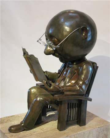 The Reader by Rodger Jacobsen bronze sculpture