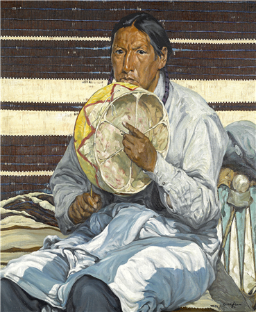 Walter Ufer (American, 1876-1936)
Indian Entertainer
oil on canvas
30 x 25in
Sold for $1,025,000 (inc. premium)