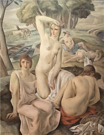 Louis Buisseret  (Belgian, 1888-1956)
Nude Women & Horses in Mythical Landscape. 1928
Oil on canvas
61 x 47 inches