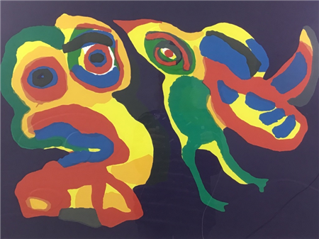 Christiaan Karel Appel, Dutch (1921-2006). Waiting for the Second Kiss, 1974, color lithograph.