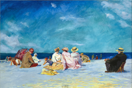 Edward Potthast, Picnic on the Beach, 1910, watercolor and gouache, 20 x 30 inches