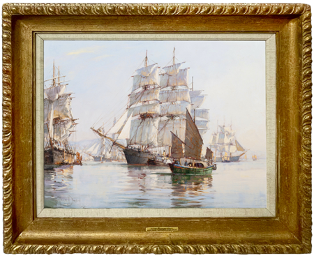 Montague Dawson RSMA, FRSA
British 1890 - 1973
Foochow

Medium: oil on canvas-board

Dimensions: 14 x 18 in / 35.6 x 47.7 cm
Frame size 19.5 x 23.75 in / 49.5 x 60.3 cm

Provenance: Frost and Reed Ltd., London
Acquired from the above, 1963
Collection of James & Patrice Schoonmaker, Naples, Florida