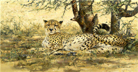 Donald Grant, OBE
British 1930 - 2001

Cheetah
Oil on canvas 20 x 30 inches 
Signed