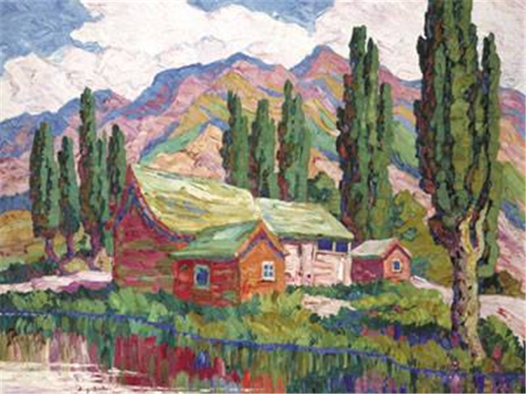 Birger Sandzen : Mountain Cabins-Logan, Utah