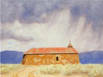 Frank Croft : 'Abandoned Prairie Church' 2008, oil on linen, 6' x 12'