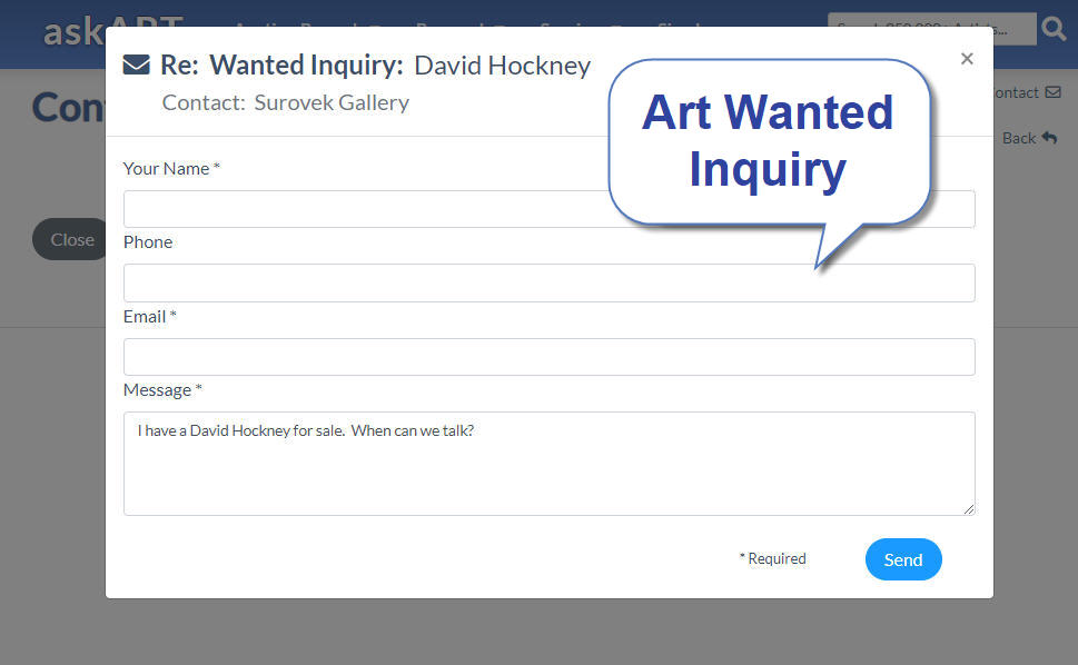 art wanted inquiry