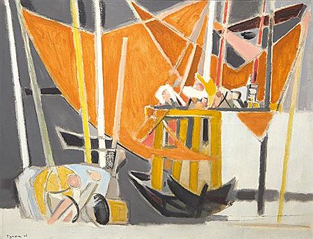 Edouard Pignon : Composition à la voile orange