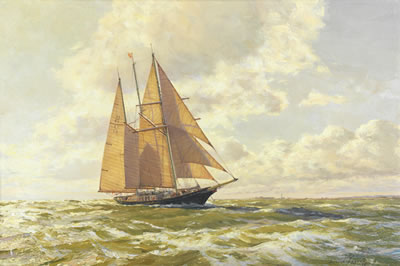 Deryck Arthur Foster : The Sir Winston Churchill off Hurst Castle in the Solent