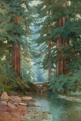 Lorenzo Palmer Latimer : Stream in the Redwoods