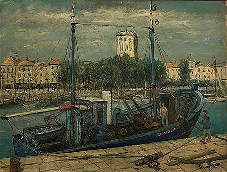 Alois Lecoque : Fishing boat at quay