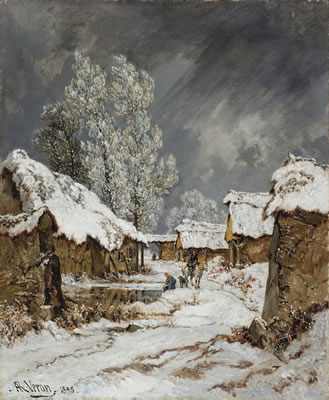 Alexandre René Veron : Village Landscape in Winter