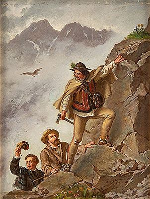 Walery Eljasz-Radzikowski : 'Guide and tourists in Tatra Mountains', 1879