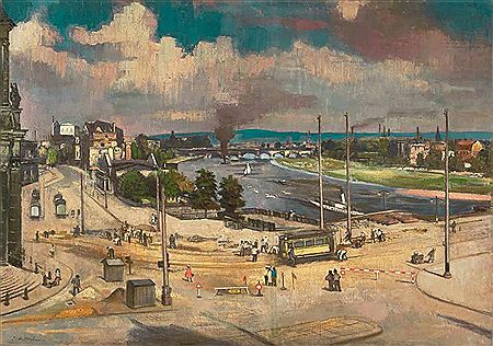 Paul Alfred Wilhelm : View from the Brühl terrace to the Schlossplatz and the Italian village.