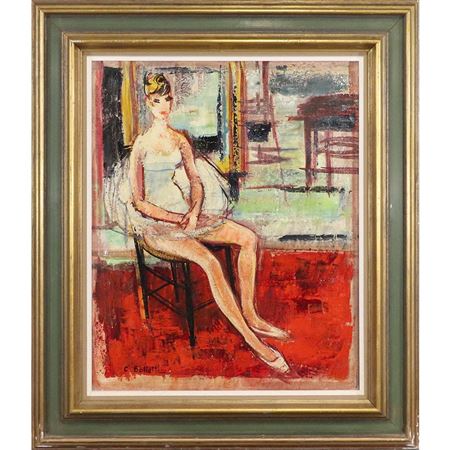 Cesar Bolletti : Seated Ballerina Woman in Tutu