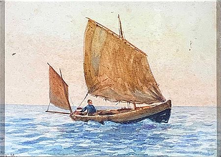 Frederick Massey : Falmouth fishing lugger sailing into the wind