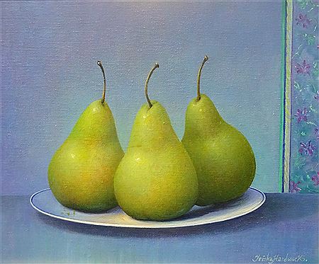 Trisha Hardwick : Still Life of Pears on a Plate