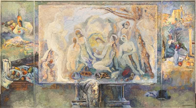 Lev Meshberg : Triptych with a Painting in an Interior