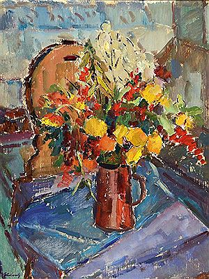 Philippe Steinmetz : Still life with flowers in a clay jug